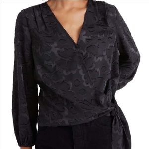 NWT Madewell black silky wrap top